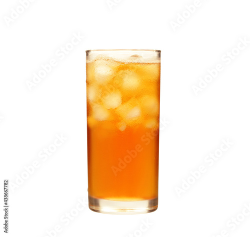 Glass of ice tea isolated on  white