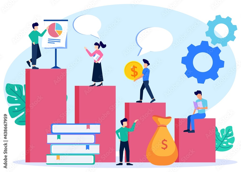 Illustration vector graphic cartoon character of business growth and progress Illustration vector graphic cartoon character of business growth and progress