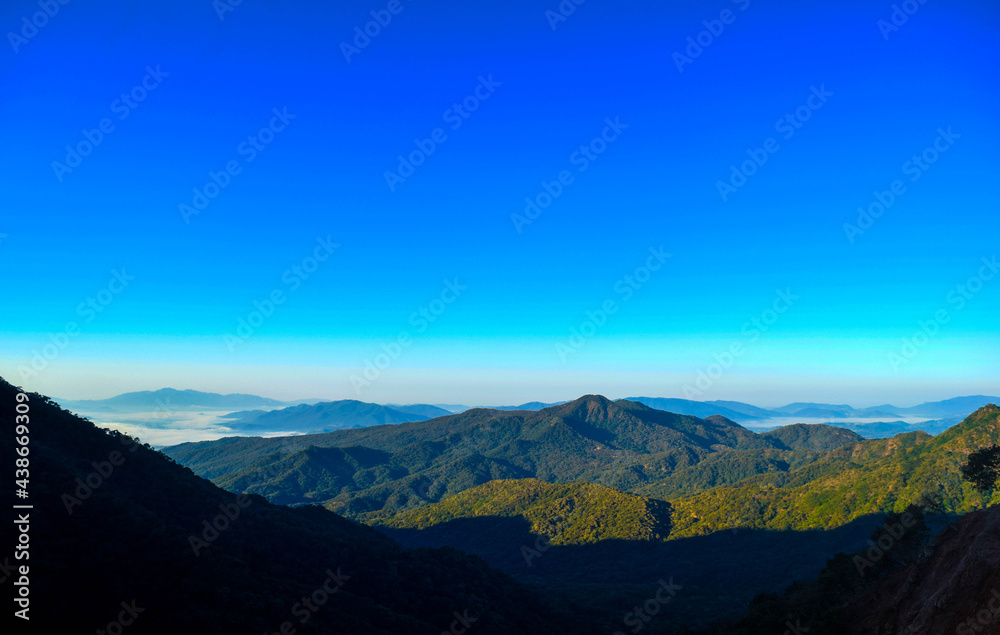 Mountainous landscape of the western highlands of Mexico taken from the Sierra de Cacoma Jalisco