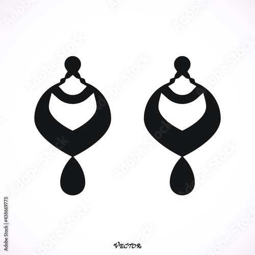 Earrings simple icon.  flat design