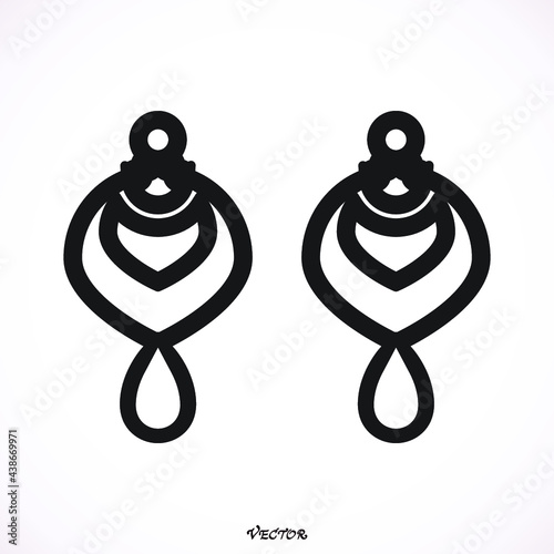 Earrings simple icon.  flat design