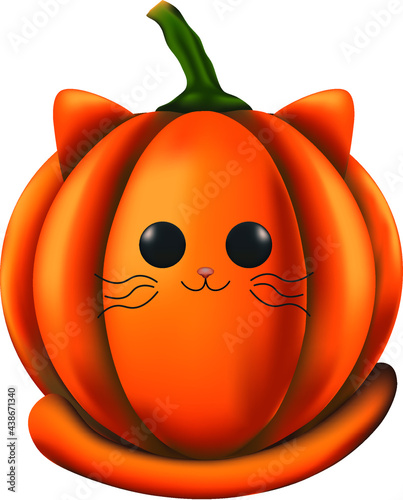 halloween cartoon pumpkin cat. Pun vegetables and animal.
