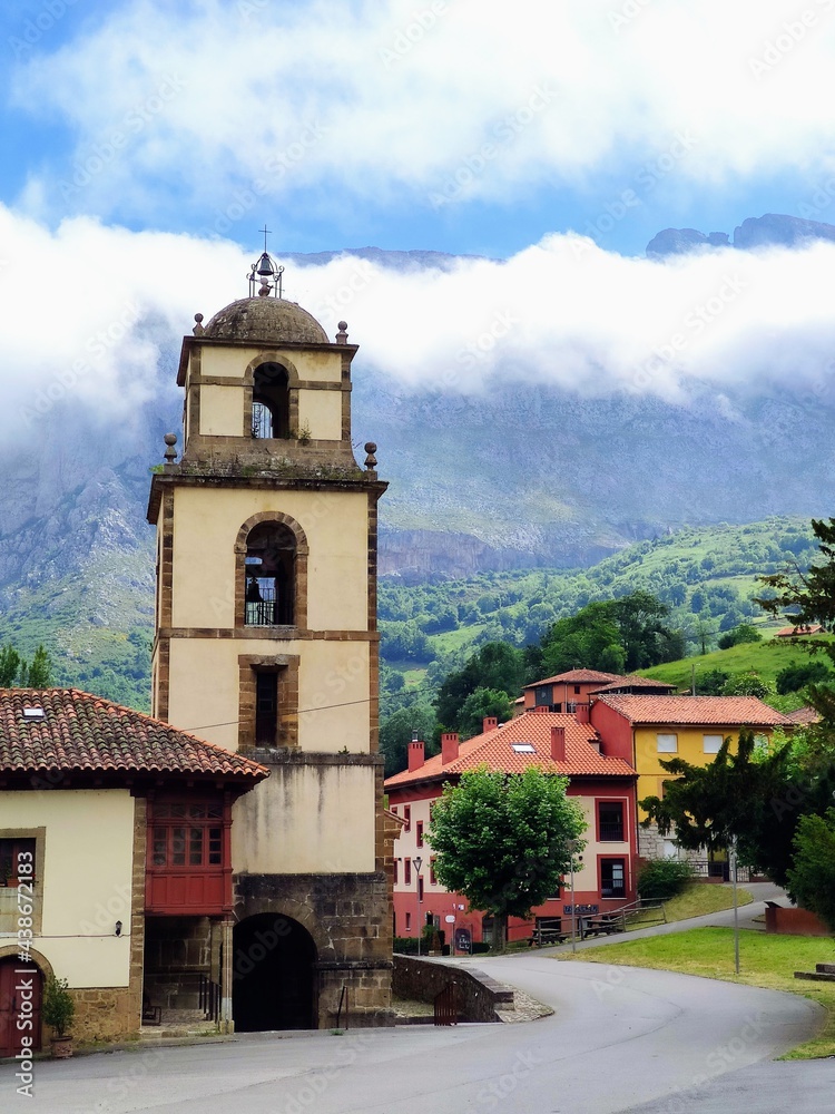 Collegiate Church of San Pedro, La Plaza village, Teverga. municipality, Asturias, Spain.