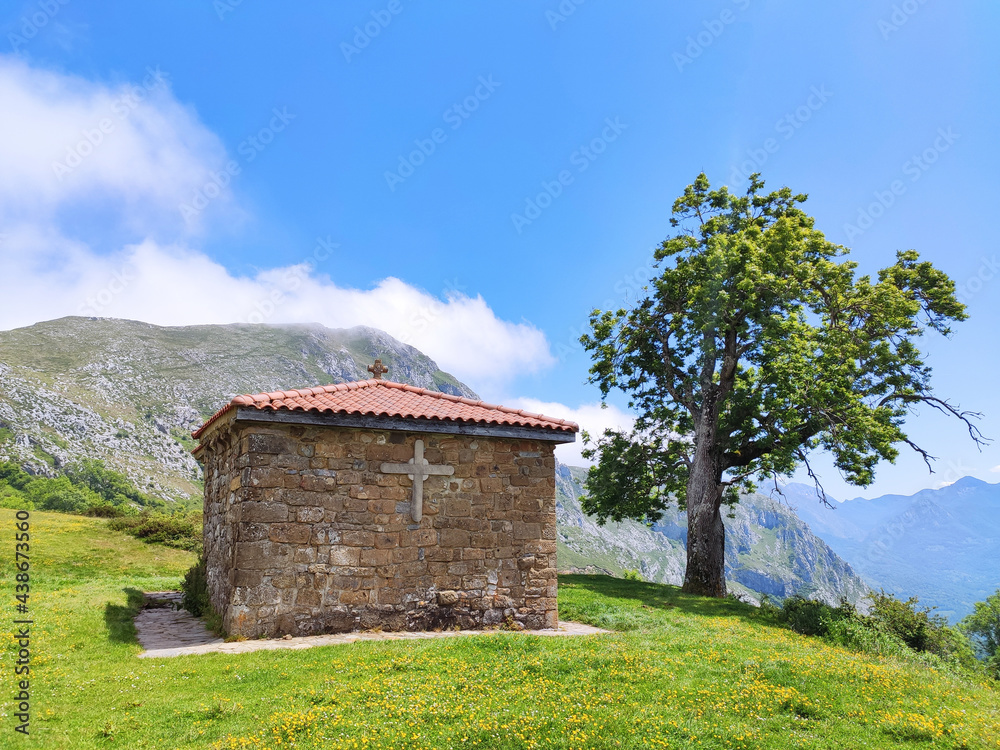 Santa Ana hermitage in Marabio mountains, Teverga municipality, Asturias, Spain