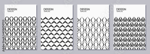 Set of flyer, posters, banners, placards, brochure design templates A6 size with decorative ornaments. Graphic design templates. Geometric textures. Abstract vector backgrounds.