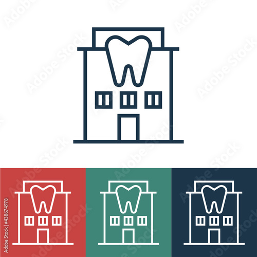 Linear vector icon with dental building