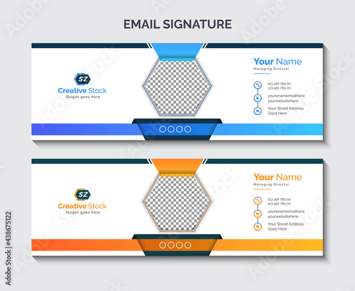 Modern creative business email signature template or email footer Premium Vector