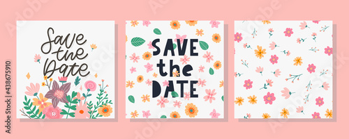Lovely spring concept card. Awesome flowers and birds made in watercolor technique. Bright romantic card with summer flowers in vector. Charming Save the Date background