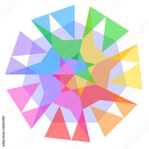 seven sided abstract geometric rainbow polygon-7f2