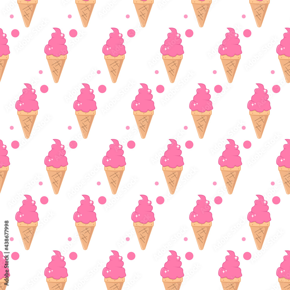 Strawberry ice cream pattern design concept