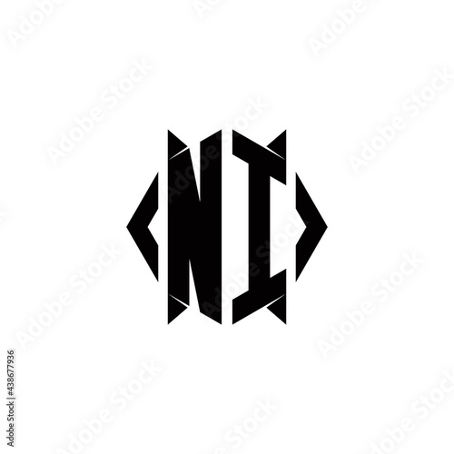NI Logo monogram with shield shape designs template