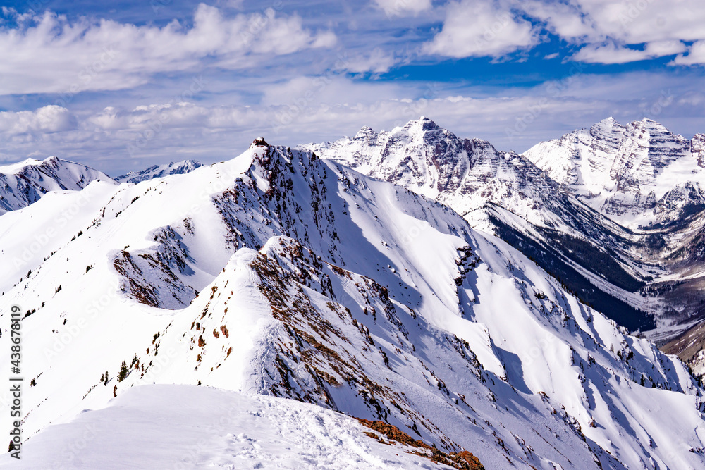 Epic High Altitude Extreme Mountain Summit Snow Capped Landscape