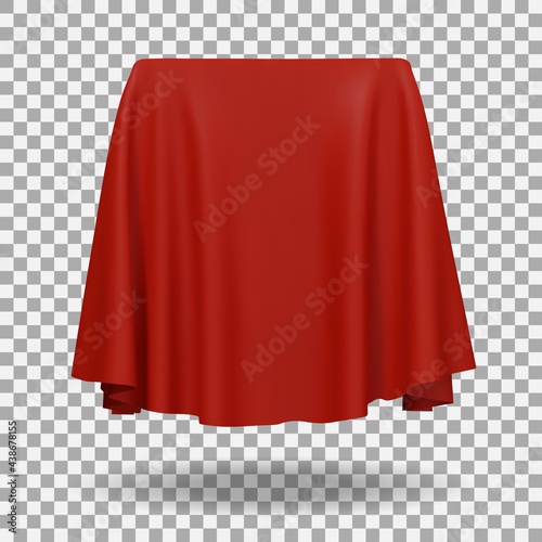 Red fabric covering a blank template vector illustration