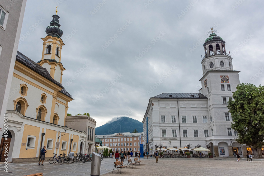 SALZBURG, AUSTRIA, 2 AUGUST 2020: Square of the Cathedral