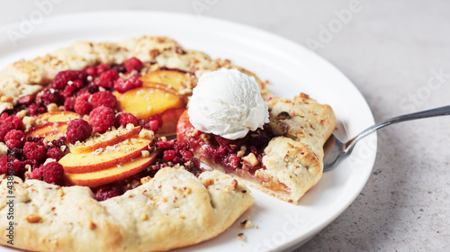 Raspberry tart, open pie.