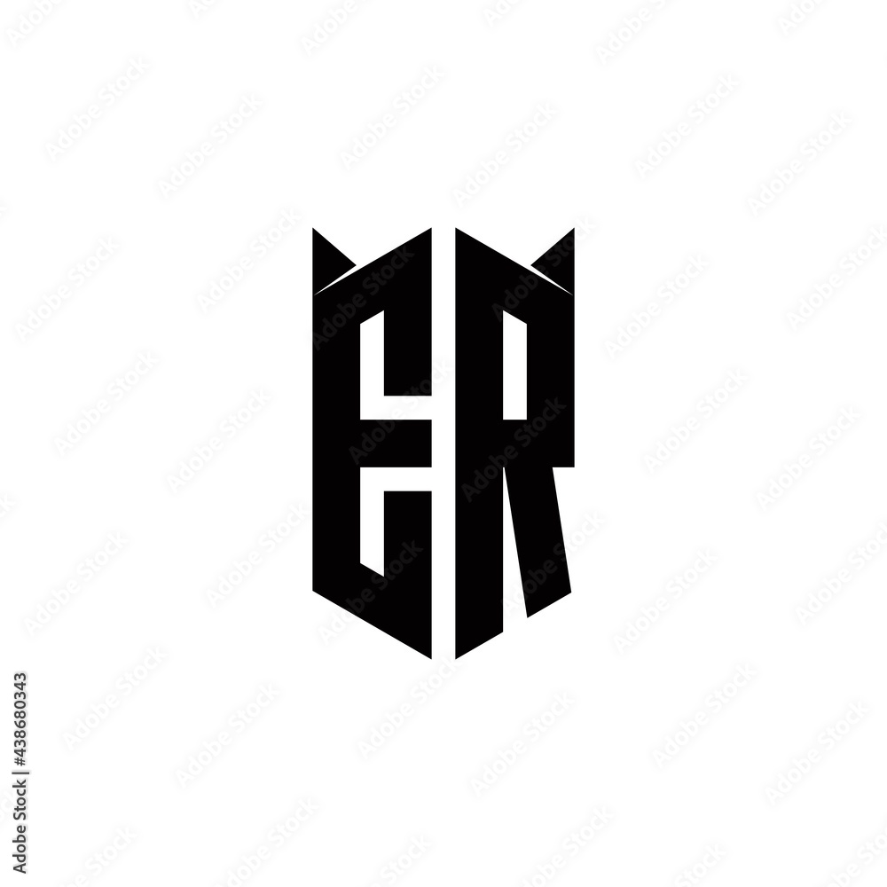 ER Logo monogram with shield shape designs template ER Logo monogram with shield shape designs template