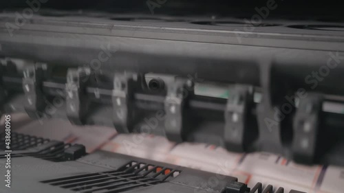 printing press in a printing house, rotating shaft. High quality FullHD footage