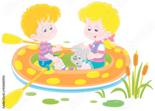 Happy little girl and boy w...