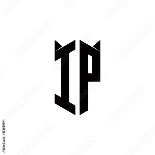 IP Logo monogram with shield shape designs template