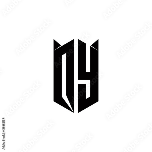 QY Logo monogram with shield shape designs template