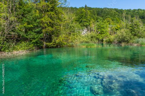 Landscape of Plitvice Lake National Park  view of its crystal water