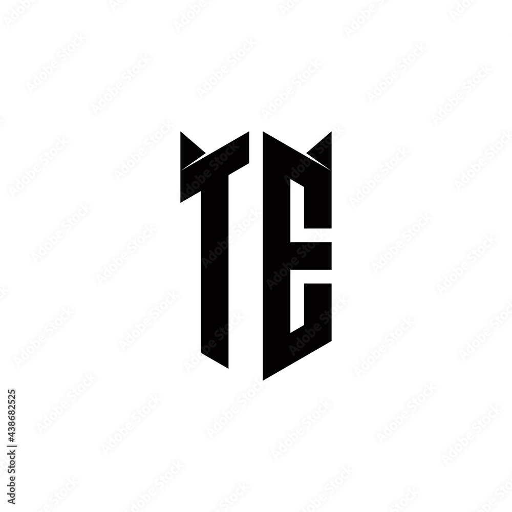 TE Logo monogram with shield shape designs template TE Logo monogram with shield shape designs template