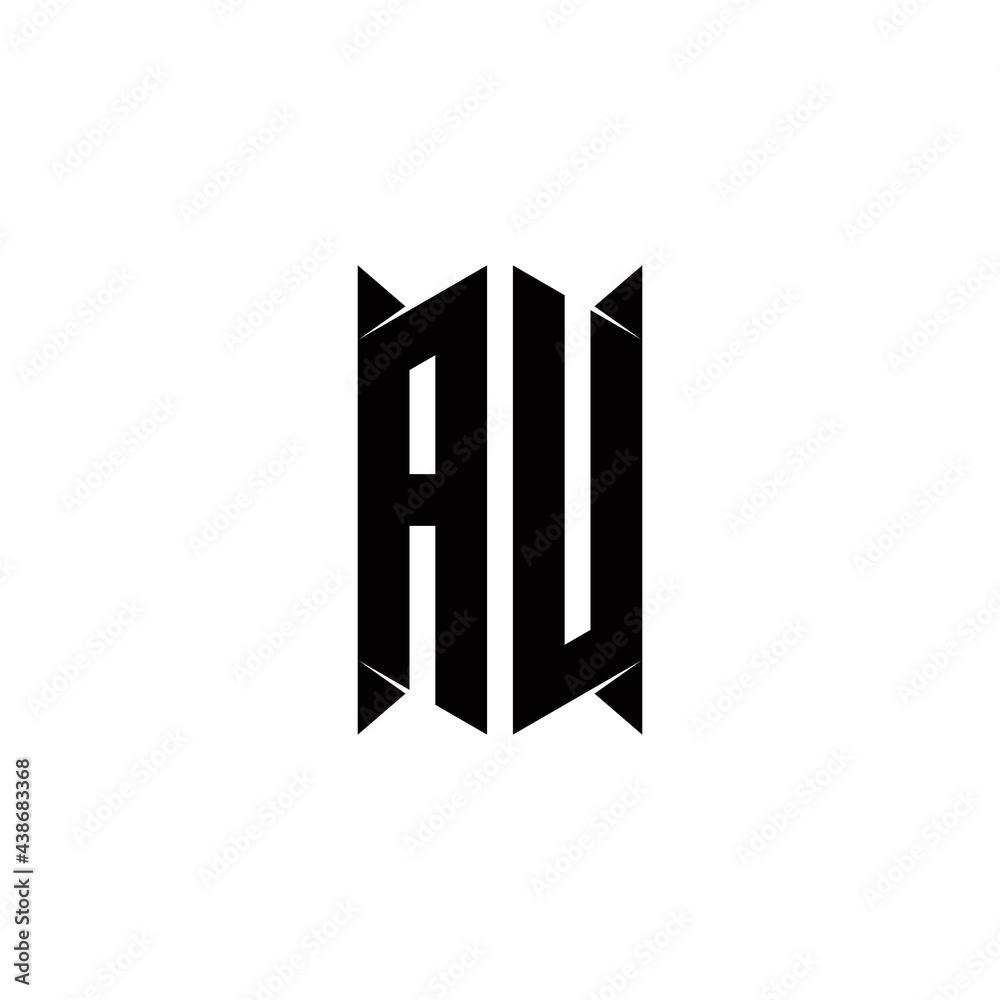 AU Logo monogram with shield shape designs template AU Logo monogram with shield shape designs template