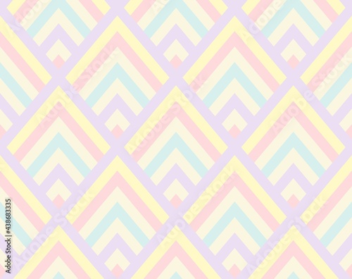 Seamless pastel pattern. Rhombus. Scandinavian style. Geometric background for wrapping paper or cards. Textile design. Wallpaper. Yellow, blue, pink, beige. 