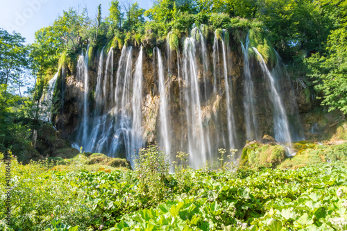 Amazing big waterfalls in Plitvice Lakes, Croatia