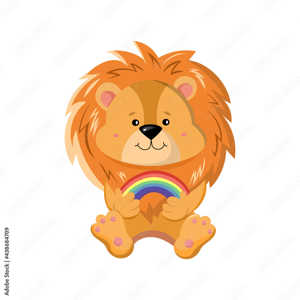 Cartoon lion with a rainbow Cartoon lion with a rainbow
