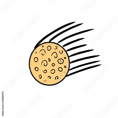 space set vector illustration hand-drawn cute images childrens bright colored rocket meteorite planet alien flying saucers astronaut satellite sun saturn mars stars and constellations. Print