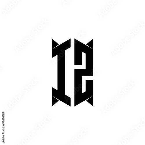 IZ Logo monogram with shield shape designs template