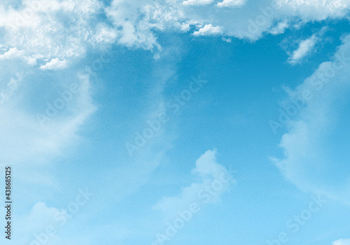 Illustrated with cloudy blue sky.