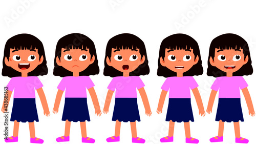 Niña con  diferentes expresiones faciales