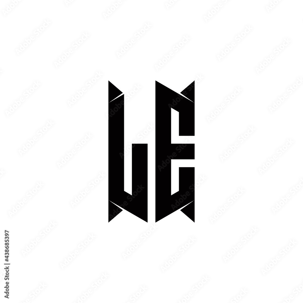 LE Logo monogram with shield shape designs template LE Logo monogram with shield shape designs template