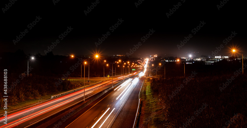 Light Trails of night traffic on the highway