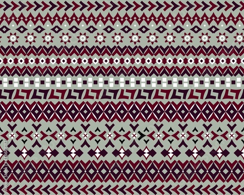 Geometric design with V-shapes, rhombuses, rings, flower-sun in warm earthy natural ground hues small scale for furnishing, textile, architectural surfaces, virtual background, interior, printed items