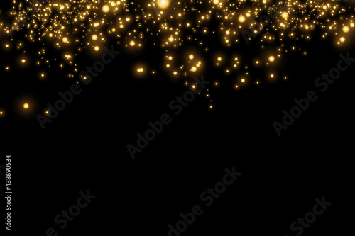 Light effect. Background of sparkling particles. Glittering elements on a transparent background.
