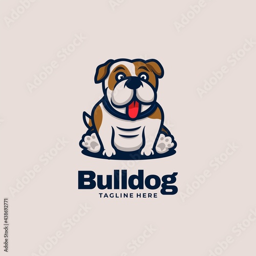 Vector Logo Illustration Bulldog Simple Mascot Style.