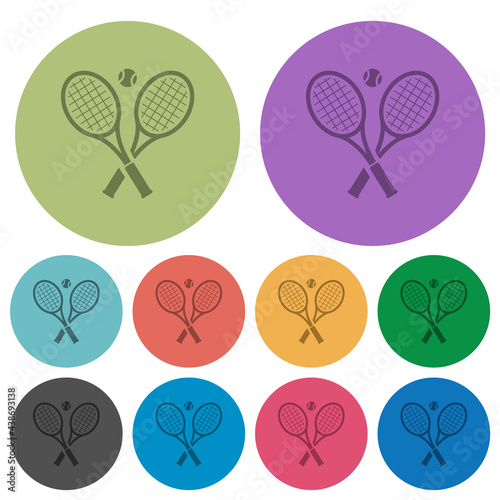 Tennis rackets with ball color darker flat icons