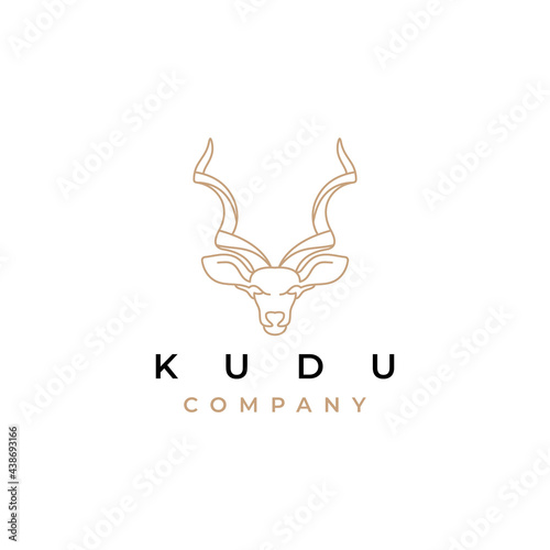 Kudu line art logo design vector