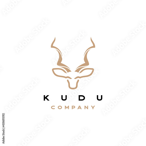 Kudu line art logo design vector