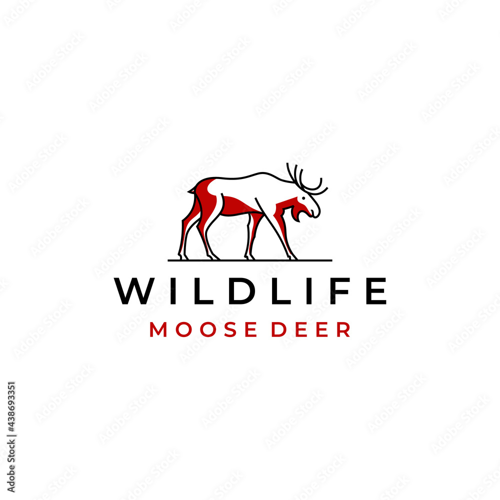 Moose Deer line art logo vector icon illustration design Moose Deer line art logo vector icon illustration design