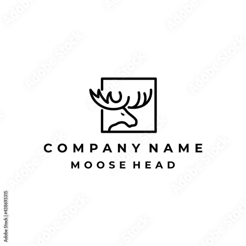 Moose Deer line art logo vector icon illustration design