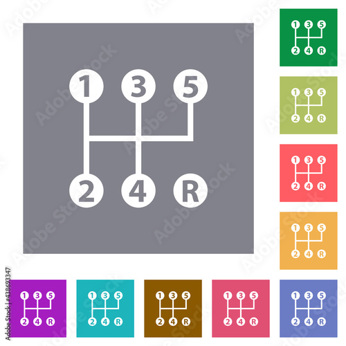 five speed manual gear shift square flat icons