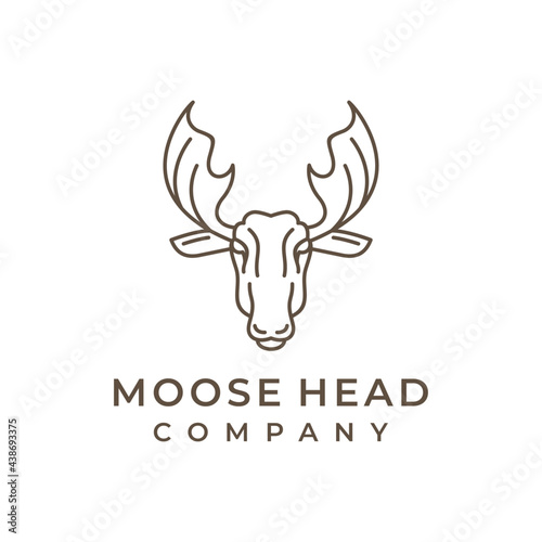 Moose Deer line art logo vector icon illustration design