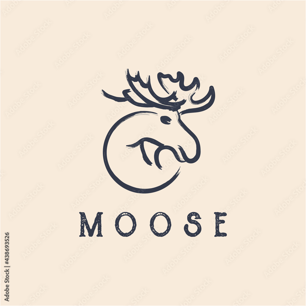 Moose Deer dry ink brush logo vector icon illustration Design Moose Deer dry ink brush logo vector icon illustration Design