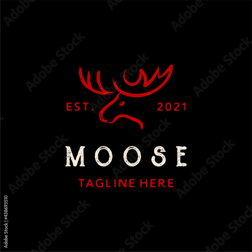 Moose Deer dry ink brush logo vector icon illustration design