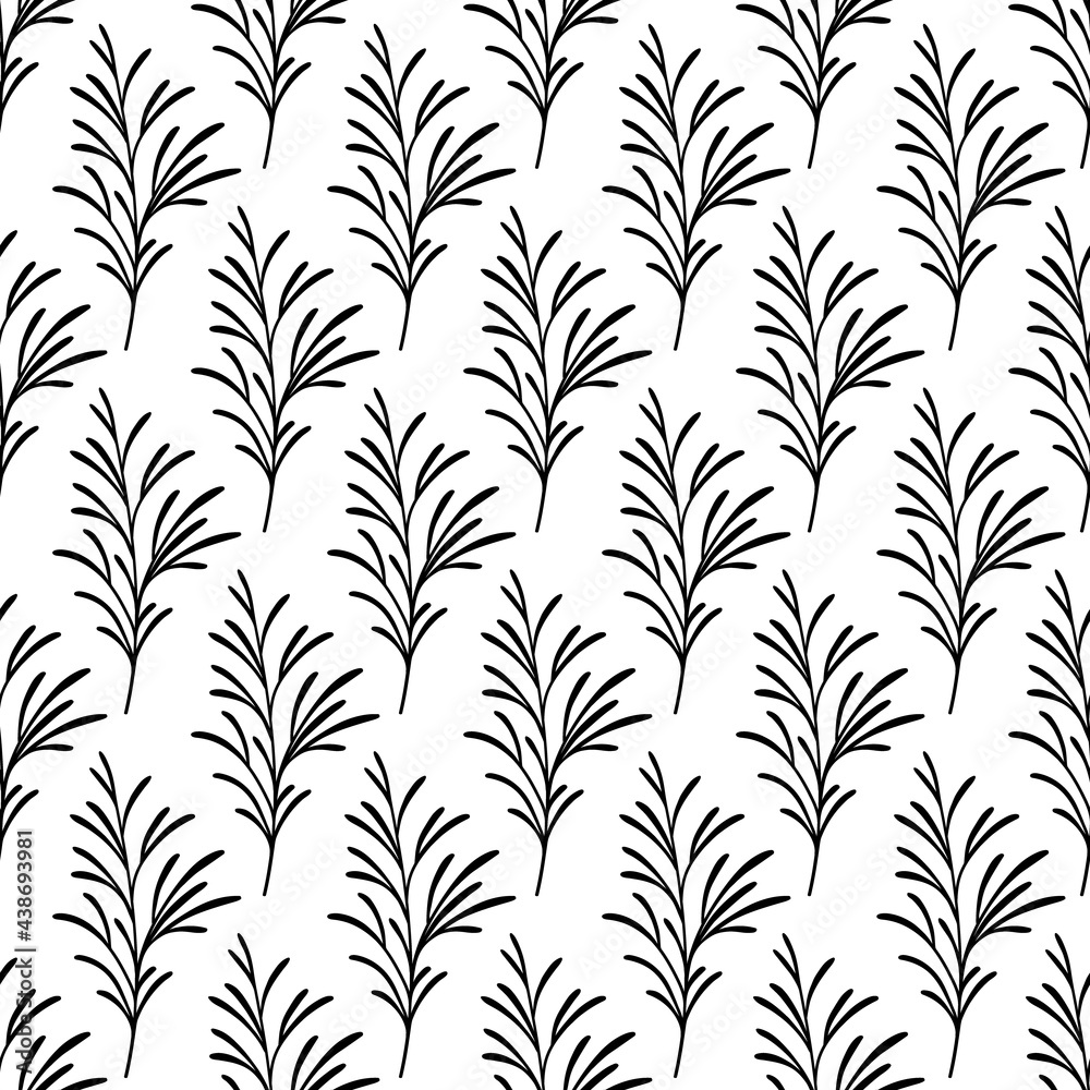 Leaf vector sketch hand drawn seamless pattern. Botanical clipart. Forest greenery background