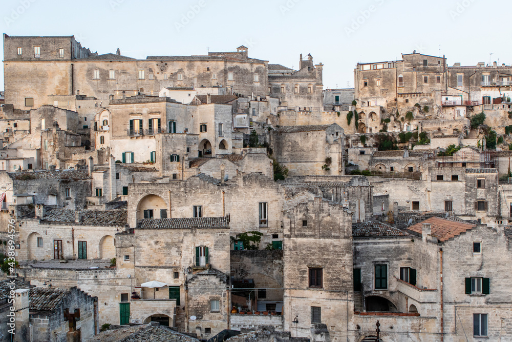 View at the old town - Sasso Caveoso - of  Matera during sunrise Basilicata, Italy - Euope